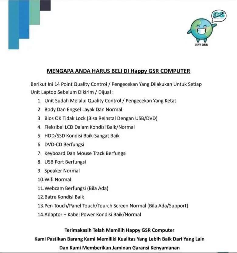 Laptop Second & Baru Mulai Rp1 Jutaan | HappyGSR