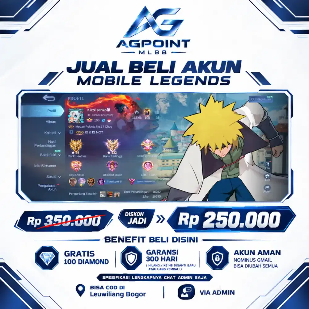 JUAL AKUN MOBILE LEGENDS 250K