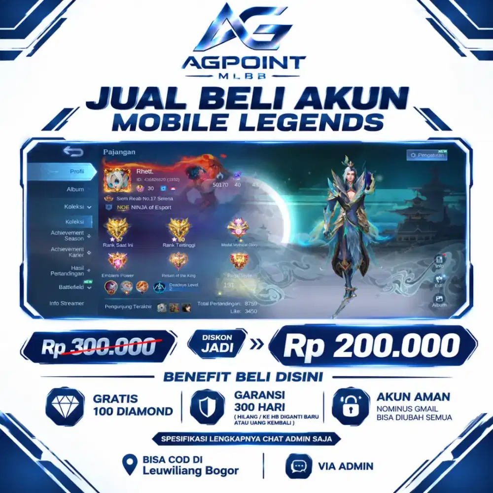 JUAL AKUN MOBILE LEGENDS 200K