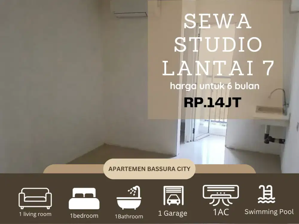 disewa studio unfurnish lantai7 dekat mall apartemen bassura city