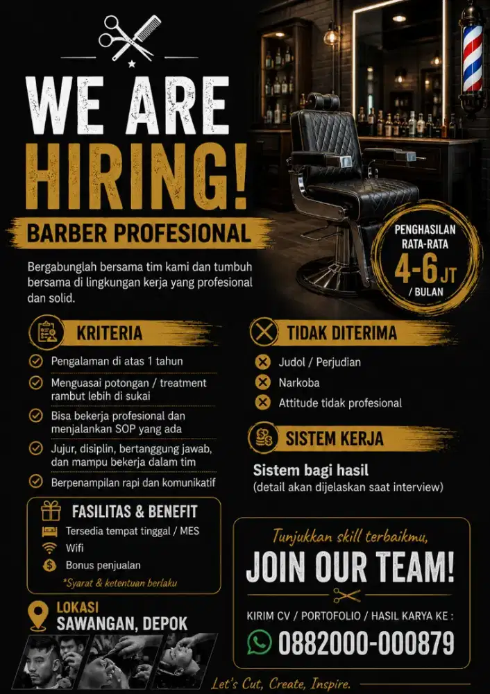 Lowongan barbershop berpengalaman