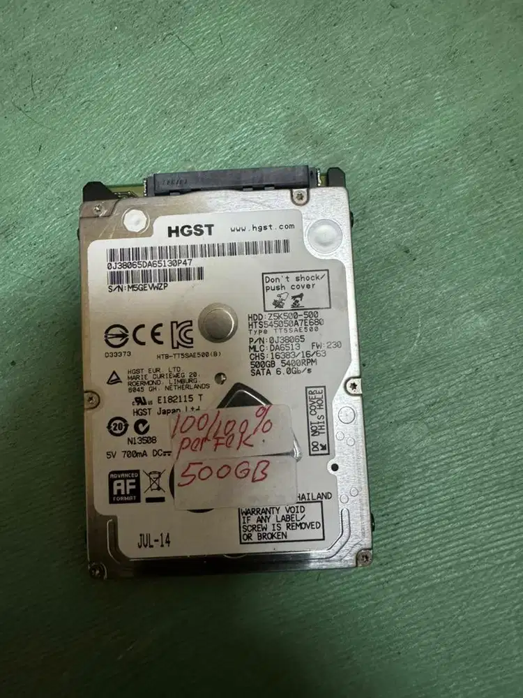hardis laptop slim hgst 500gb sentinel 100/100 perfek.