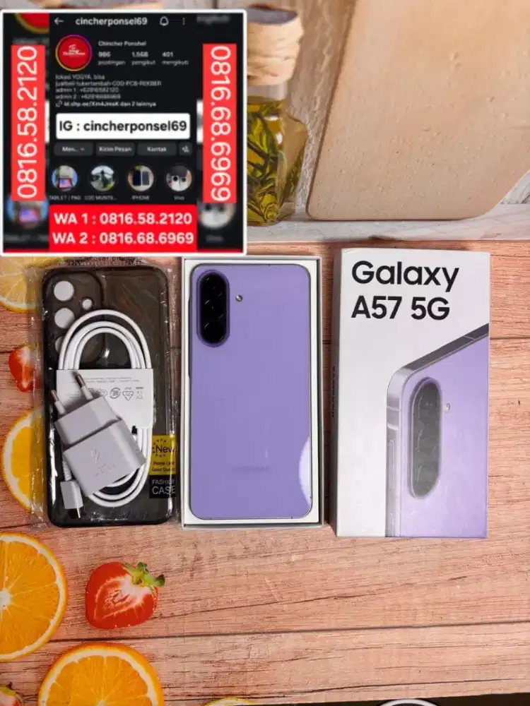 Jual hp likenew SAMSUNG A57 5g 8/256 istimewa grns sampai mei 2027