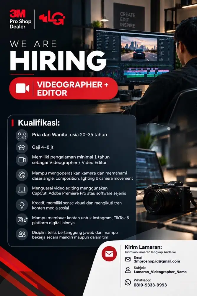 LOWONGAN KERJA — VIDEOGRAPHER & VIDEO EDITOR