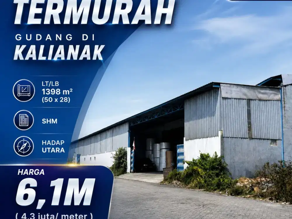 Dijual Gudang Termurah di Kalianak, Lokasi Strategis Surabaya Barat
