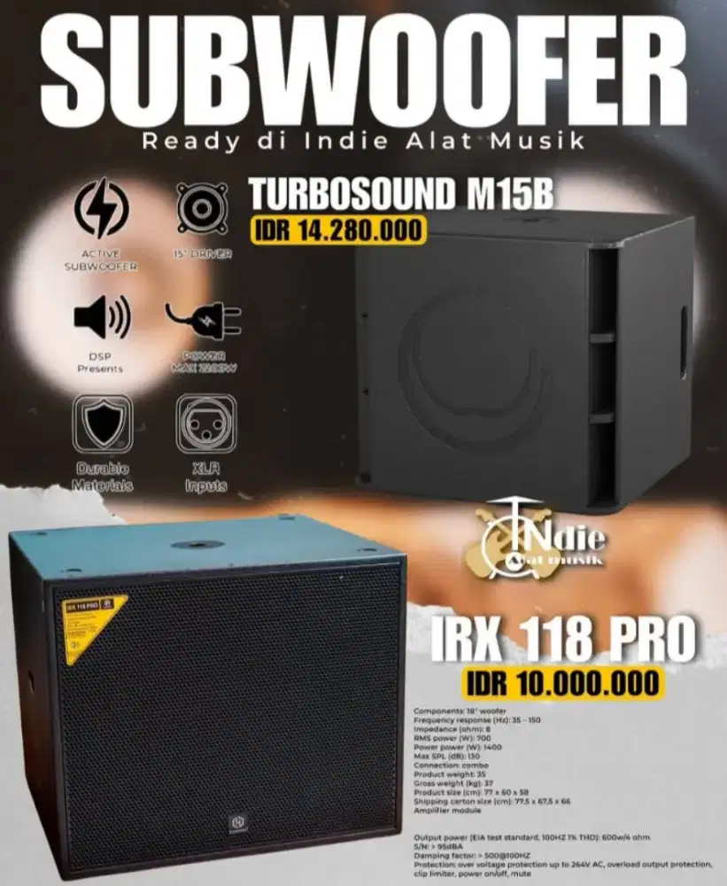 Subwoofer aktif hardwell irx118pro 18 inch original