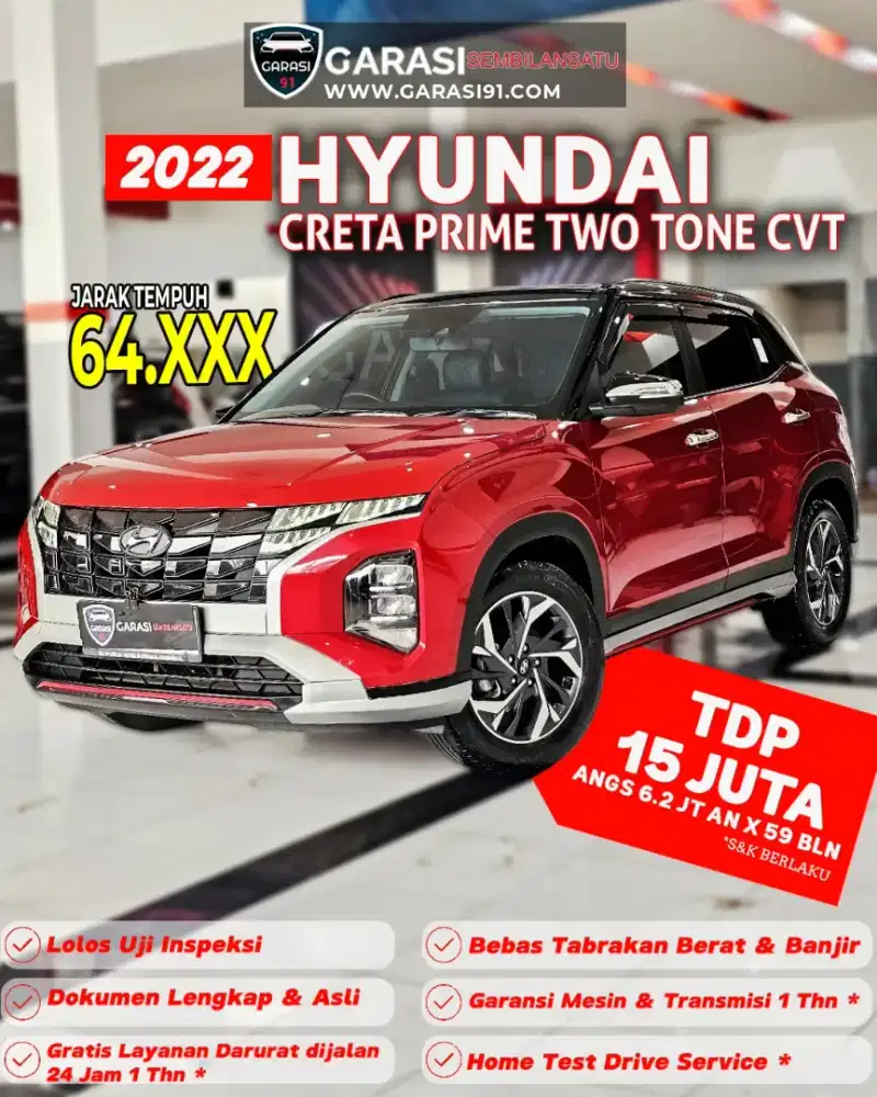 ‼️TDP 15 JT‼️HYUNDAI CRETA PRIME TWO TONE CVT 2022