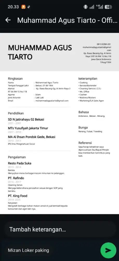 Mencari pekerjaan