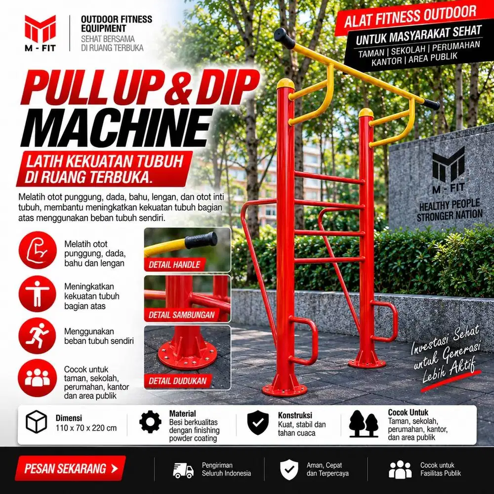 PULL UP & DIP MACHINE OUTDOOR | ALAT FITNESS TAMAN SURABAYA