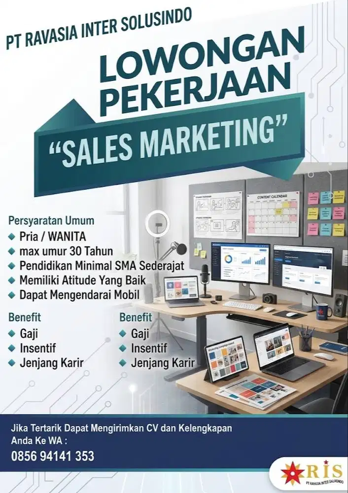 Lowongan Pekerjaan Sales Marketing PT Ravasia Inter Solusindo