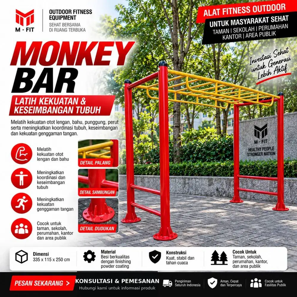 JUAL MONKEY BAR OUTDOOR | ALAT FITNESS TAMAN SURABAYA