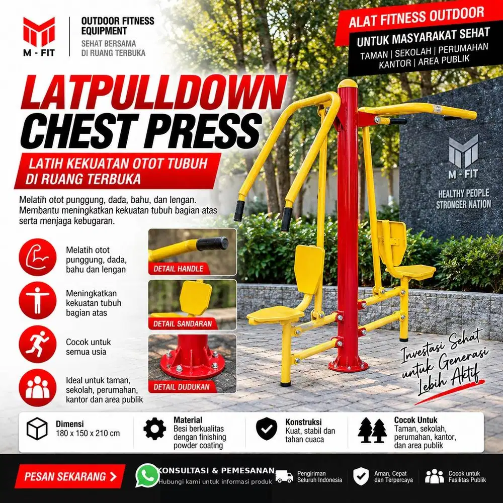 JUAL LAT PULLDOWN CHEST PRESS OUTDOOR | ALAT FITNESS SURABAYA