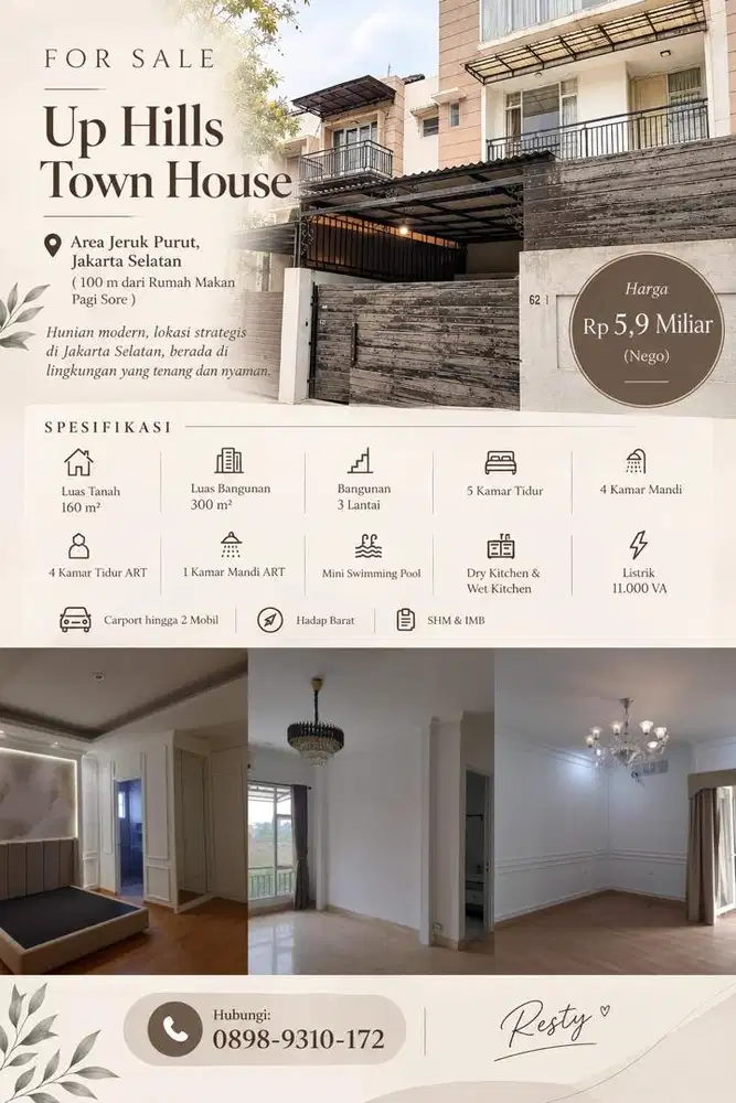 FOR SALE - Up Hills Town House Jakarta Selatan