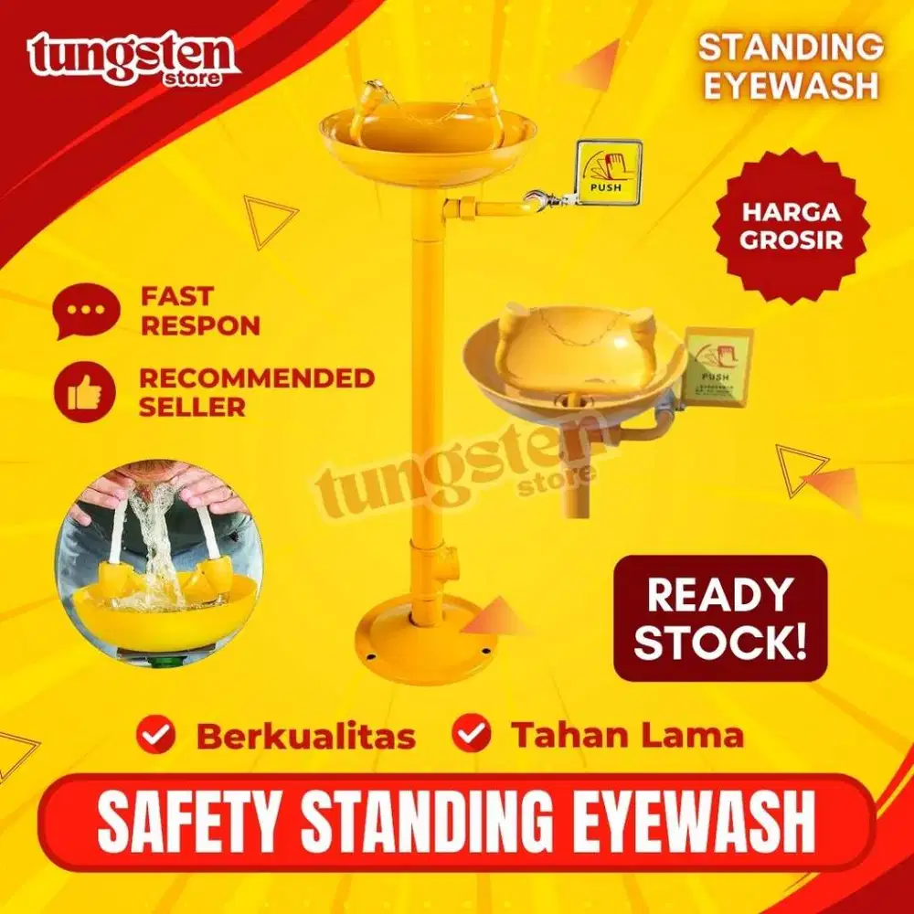 Emergency ABS Eyewash Standing, Pedestal Mount Eyewash, Tiang Alat Pen