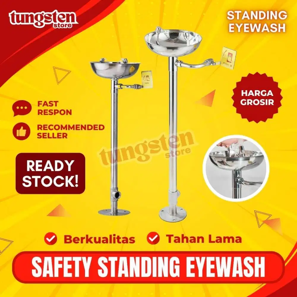 Emergency Stainless Eyewash Standing, Pedestal Mount Eyewash, Tiang