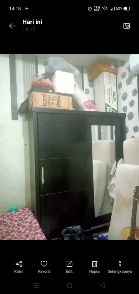 Lemari Sliding 2 Pintu Warna Hitam + Kaca - Minimalis Modern Jakarta