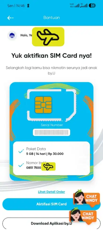 Sim card byu baru 08517500xxxx 30.000 jadi 25000 aja