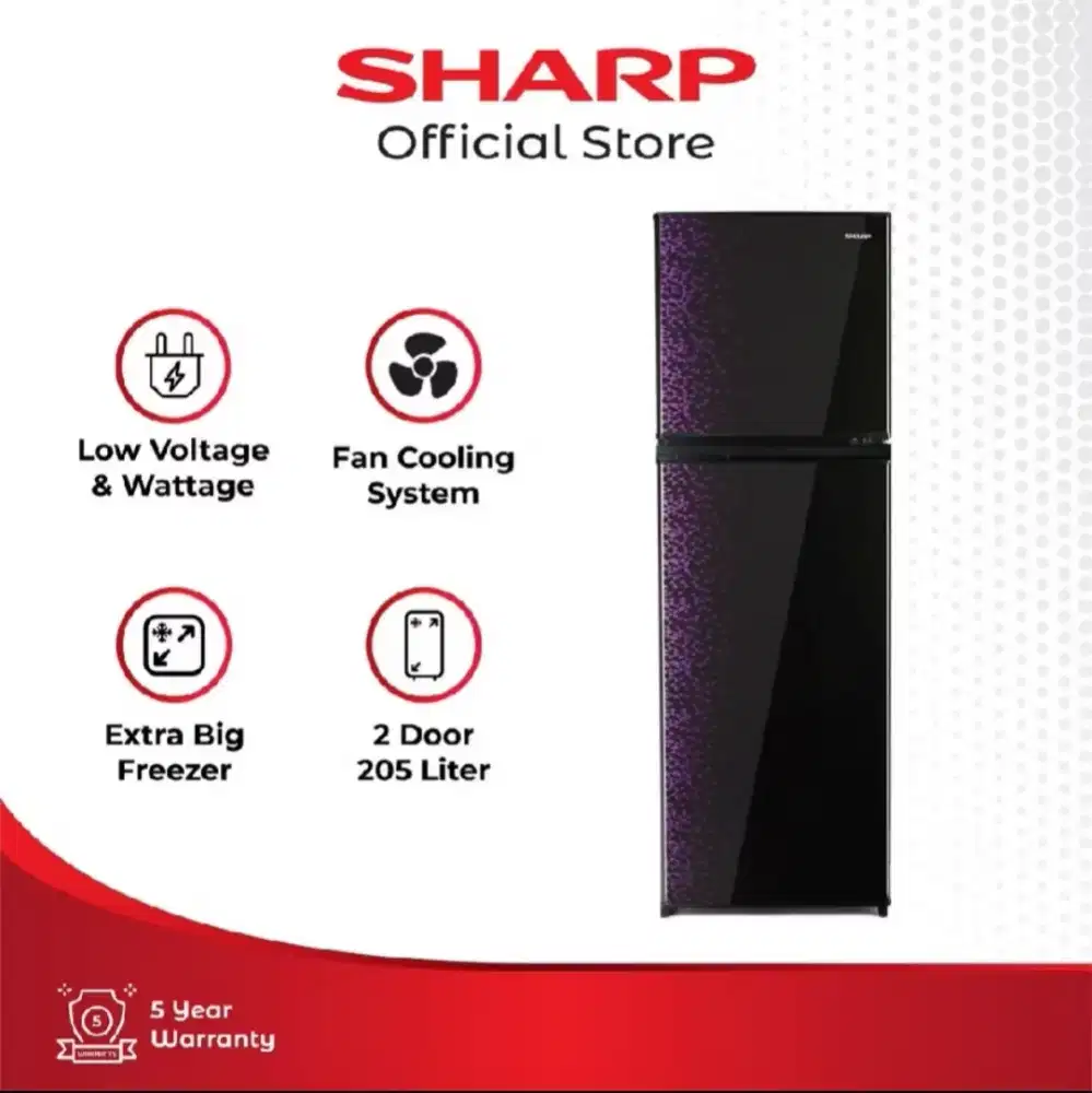 Sharp Kulkas 2 Pintu SJ-236MG-GB SHINE Magneglas Series 187L 99% Baru