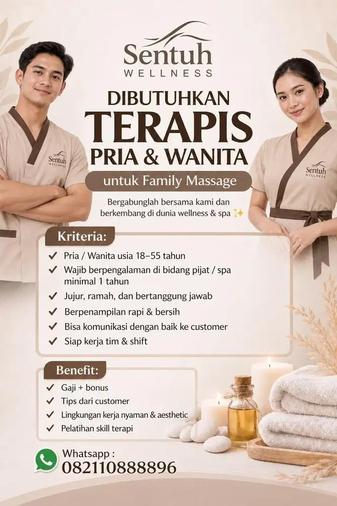 DIBUTUHKAN TERAPIS WANITA PRIA