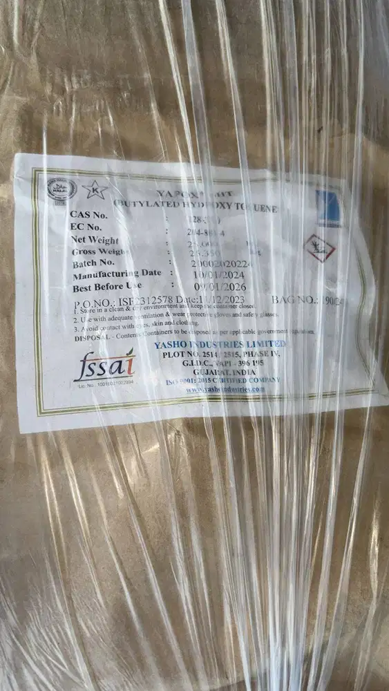 BHT & TBHQ YASHO – BUTYLATED HYDROXYTOLUENE – Tertiary Butylhydroquin