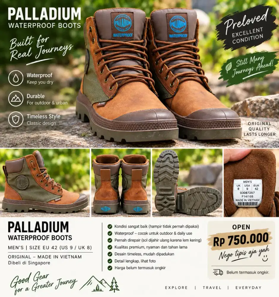 Di jual Sepatu Boots Palladium Pampa size 42