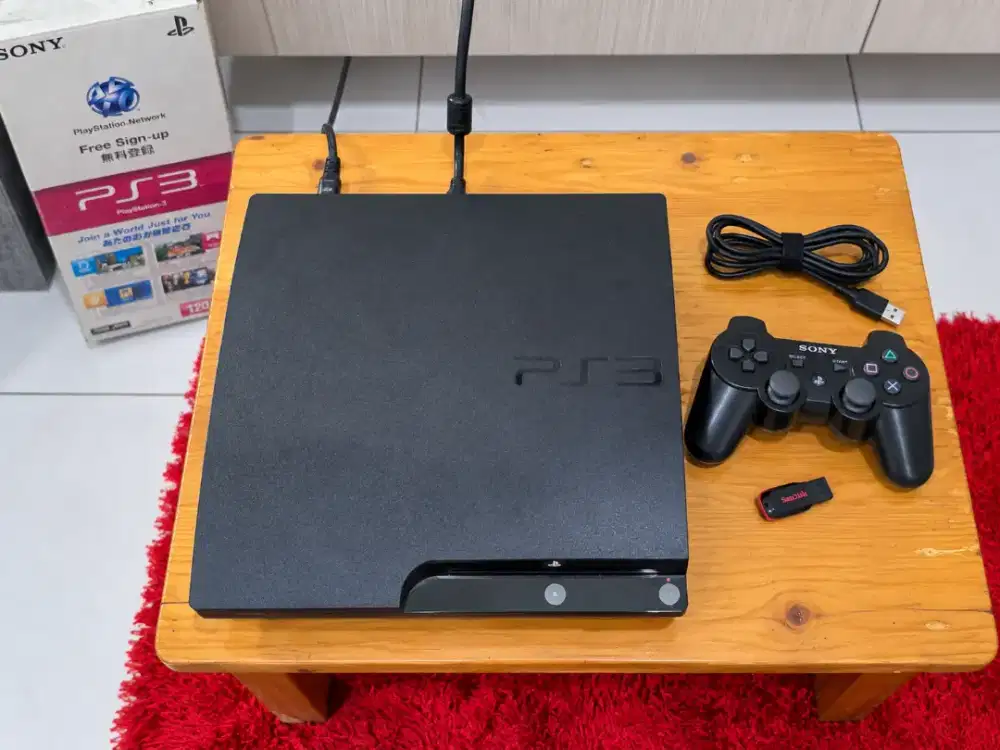 Sony PS3 Slim 500GB HDD Seagate Baru + Box + Controller