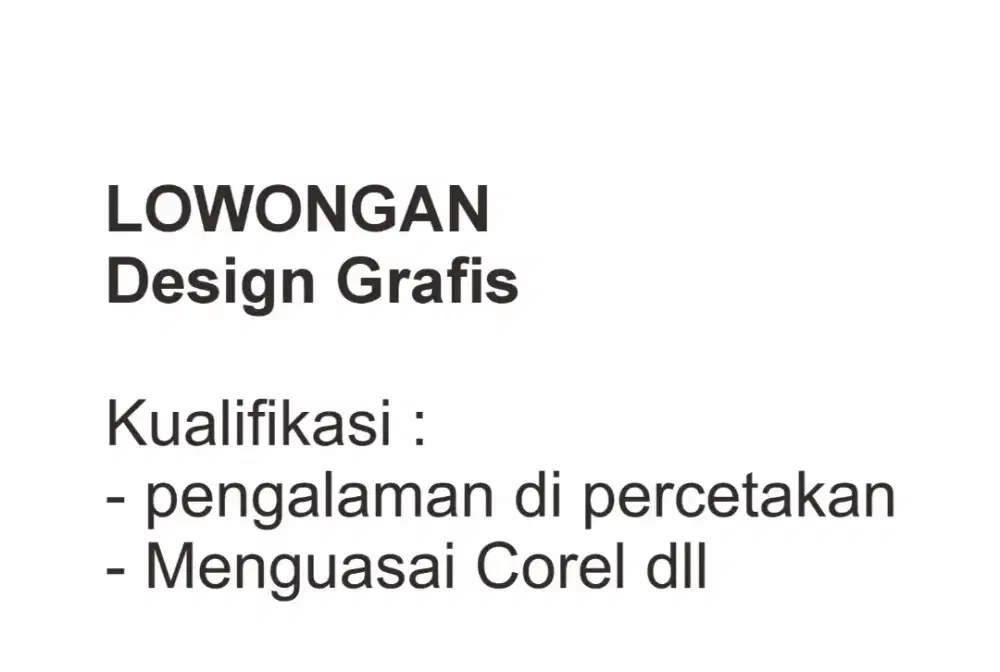 Lowongan Design Grafis / Desain Grafis