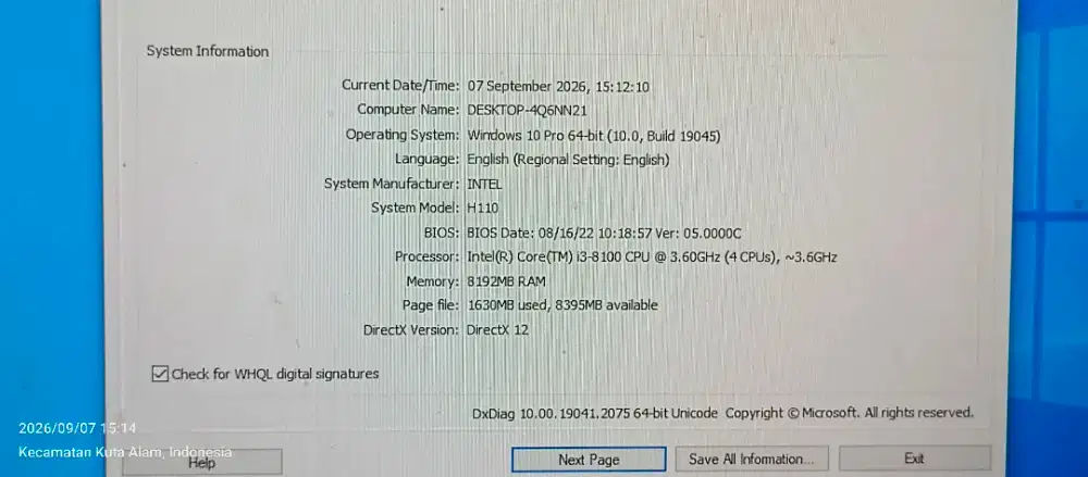 I3 8100 Intel gen 8