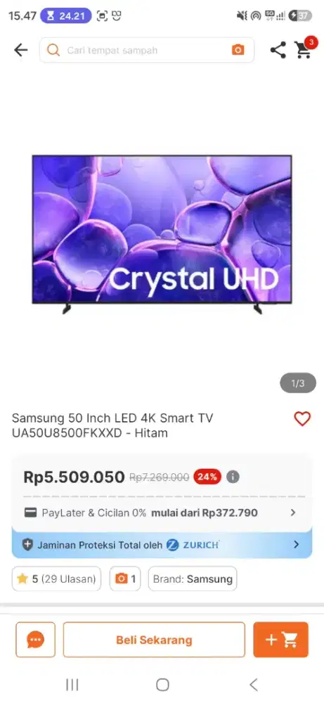 Samsung TV 50 Inch Crystal UhD 4k