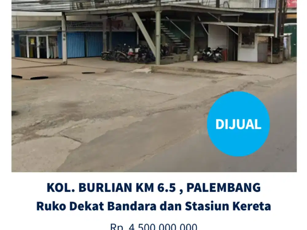 Dijual Ruko Strategis Palembang Dekat Bandara – LT 219m² LB 800m² (5 KT / 4 KM)