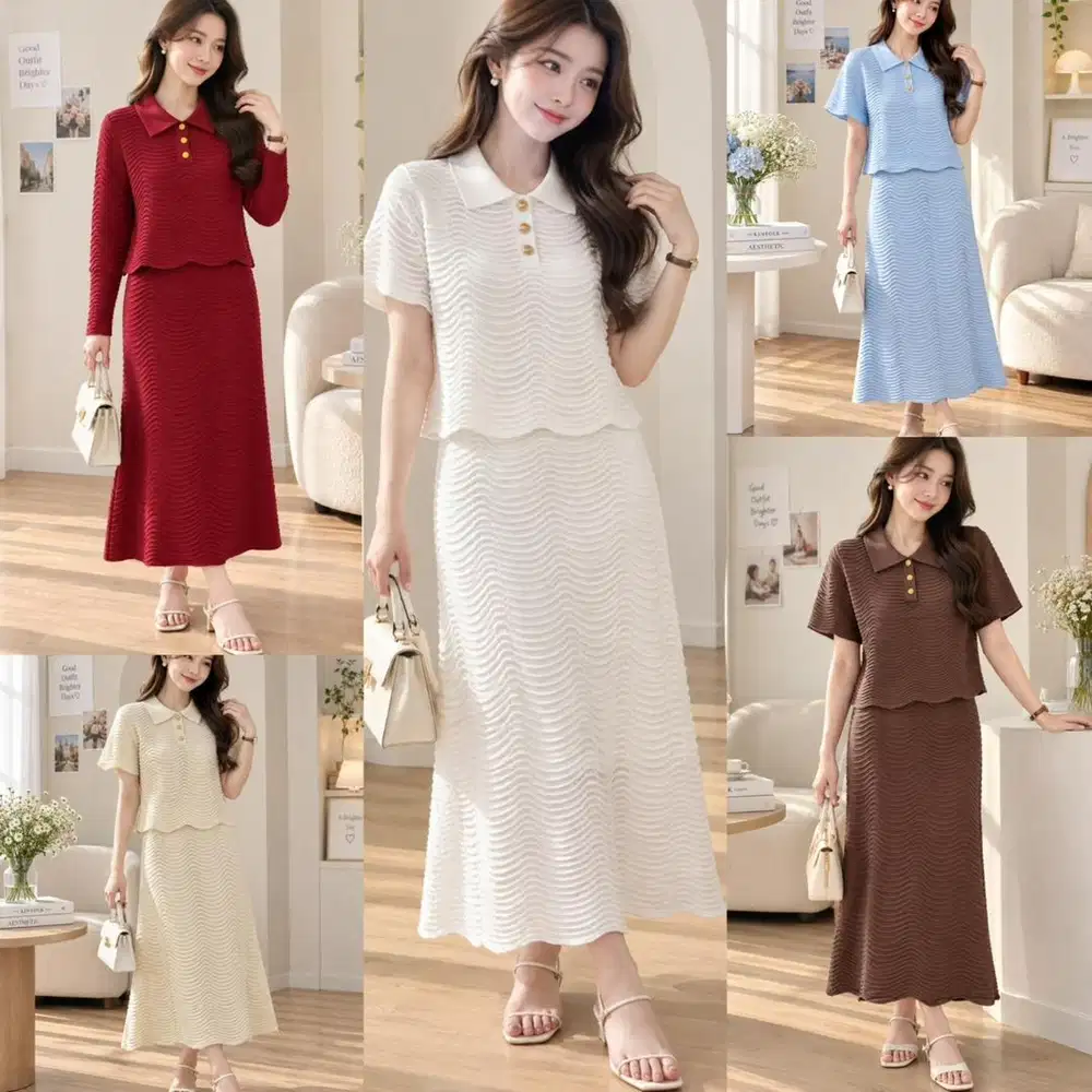 Setelan baju rok knit banyak warna