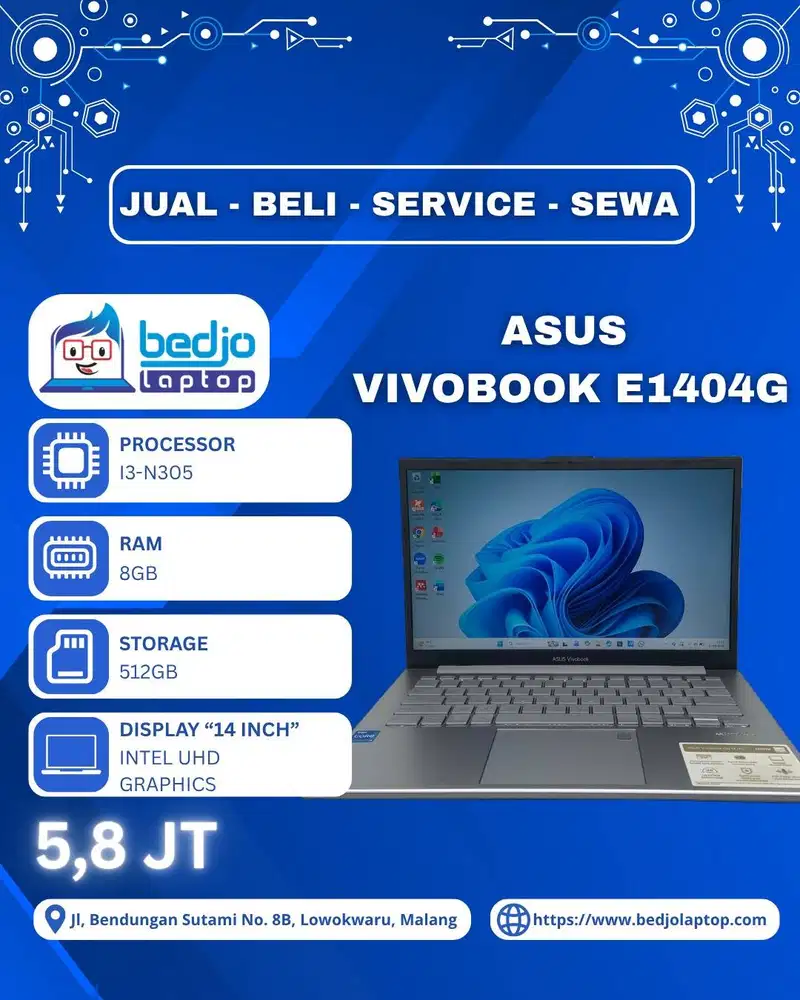 ASUS VivoBook E1404G i3-N305 RAM 8GB SSD 512GB