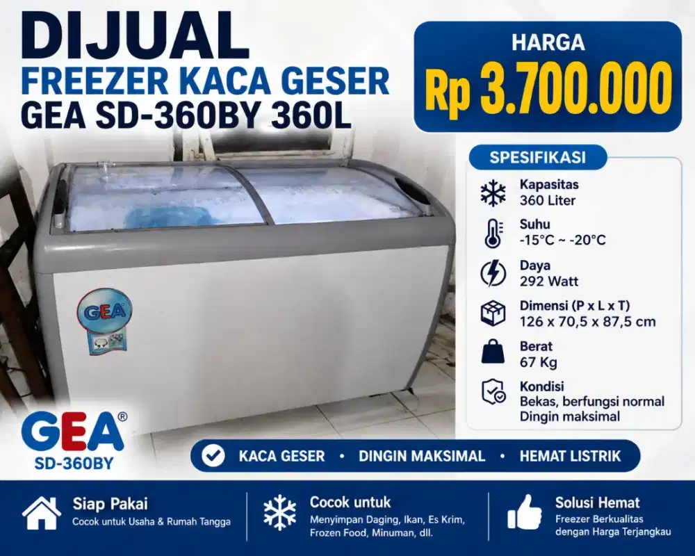 JUAL CEPAT FREEZER GEA SLIDING MULUS BEKAS RESTO