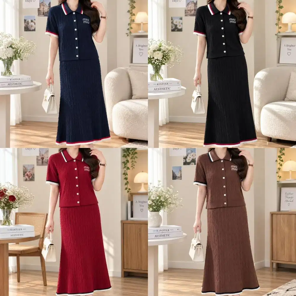 Setelan baju rok knit miumiu banyak warna