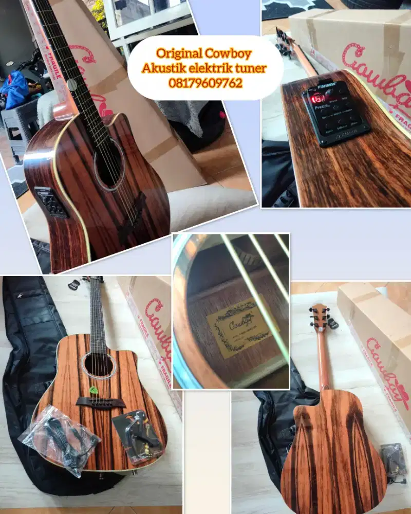 Gitar original akustik elektrik Cowboy aeg 240CG NS lengkap siap pakai