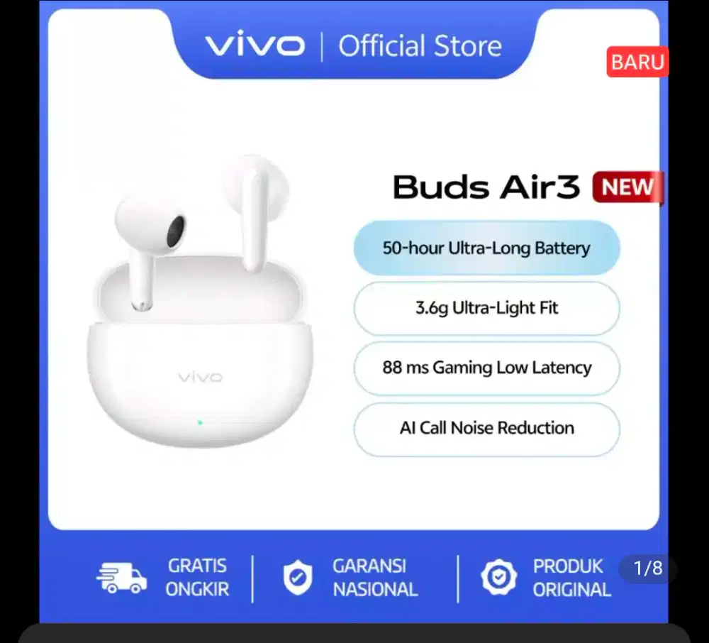 New Tws vivo air 3 original garansi 15 bulan