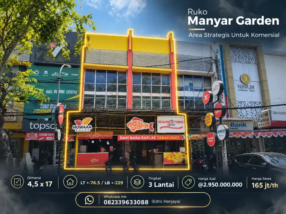 DISEWAKAN CEPAT RUKO Komersial Strategis Manyar Garden Nginden Semolo Surabaya Timur