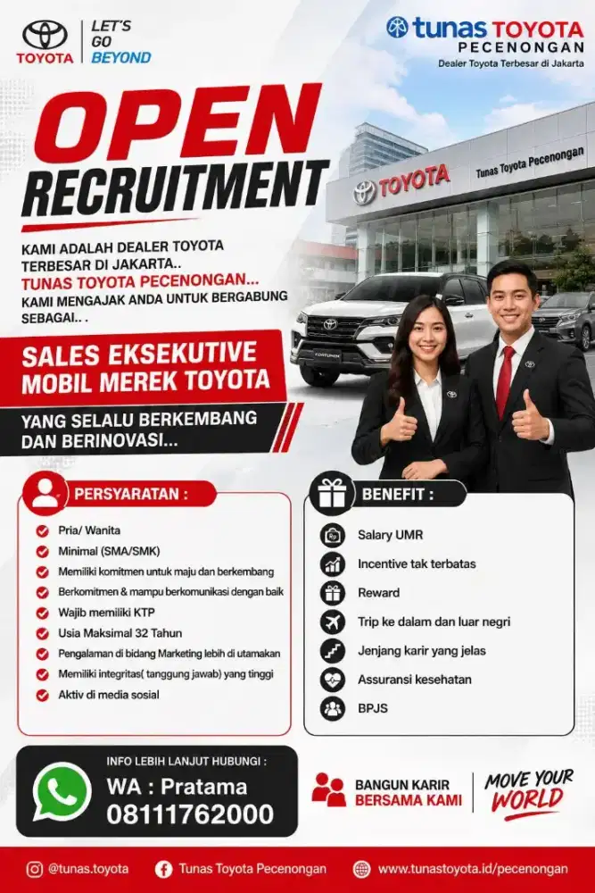 Lowongan kerja sales mobil Toyota