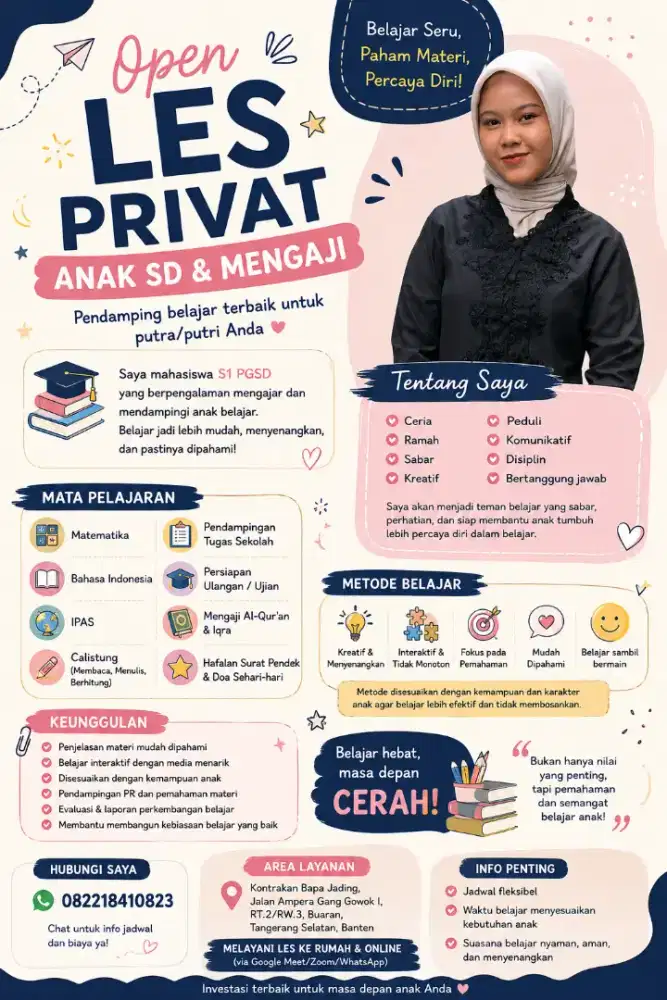 Membuka pendaftaran les privat SD