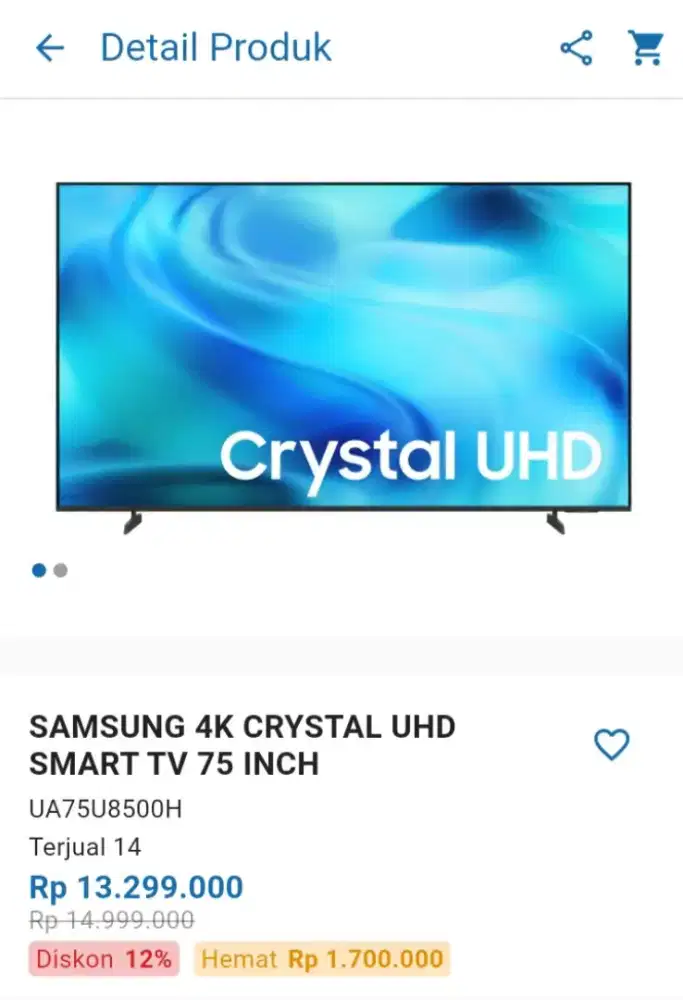CICILAN SAMSUNG 4K CRYSTAL UHD SMART TV 75 INCH