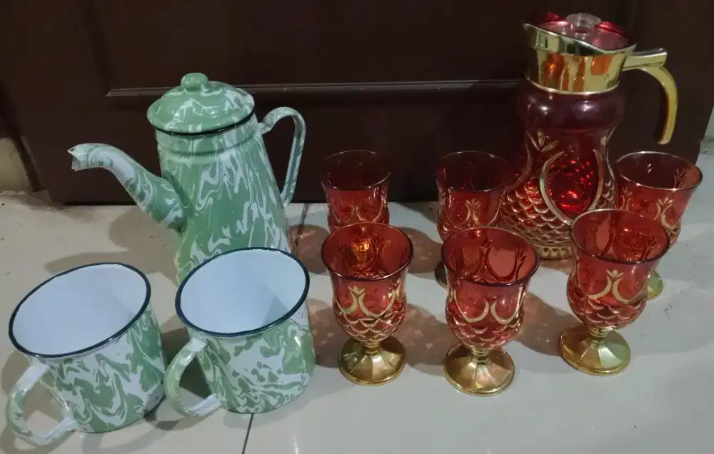 Mangkok Gelas Kaca Teko Enamel Pitcher