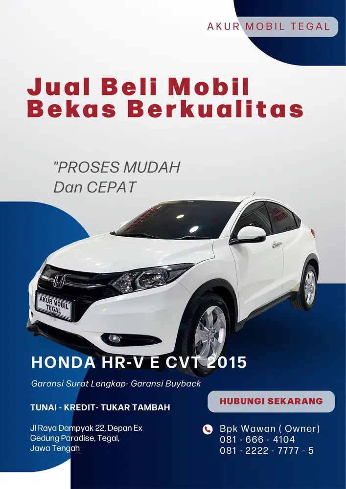DP 40JT ! HONDA HRV HR-V E CVT 2015 PUTIH FUL ORI SIAP PAKAI STNK PNJG