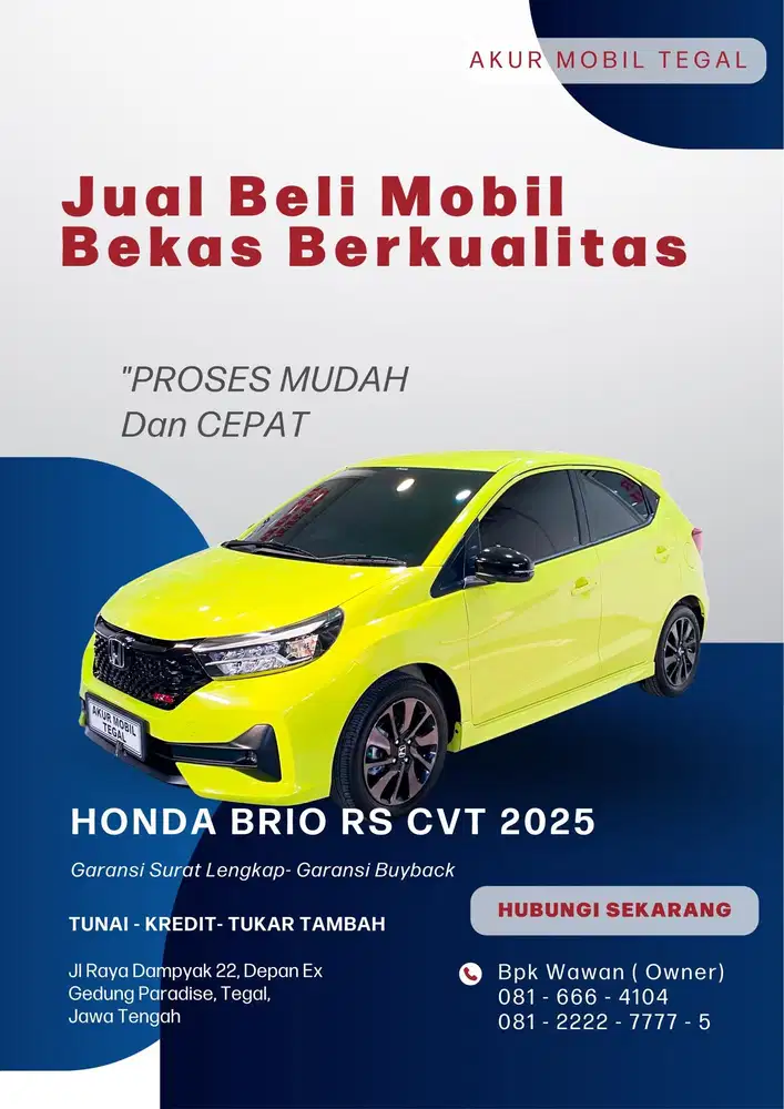 DP 35JT! HONDA BRIO RS CVT 2025 HIJAU LIME FUL ORI SIAP PAKAI ISTIMEWA