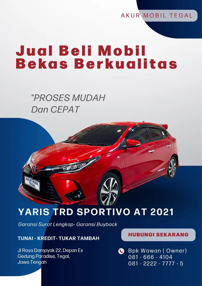 DP 50JT YARIS TRD SPORTIVO MATIC 2021 MERAH SIAP PAKAI FUL ORI