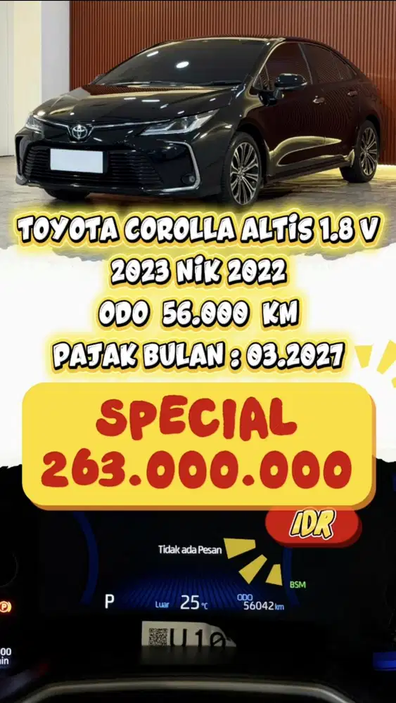 [ ODO 56.000 KM ] TOYOTA COROLLA ALTIS V 1.8 AT 2023 NIK 2022 BGARANSI