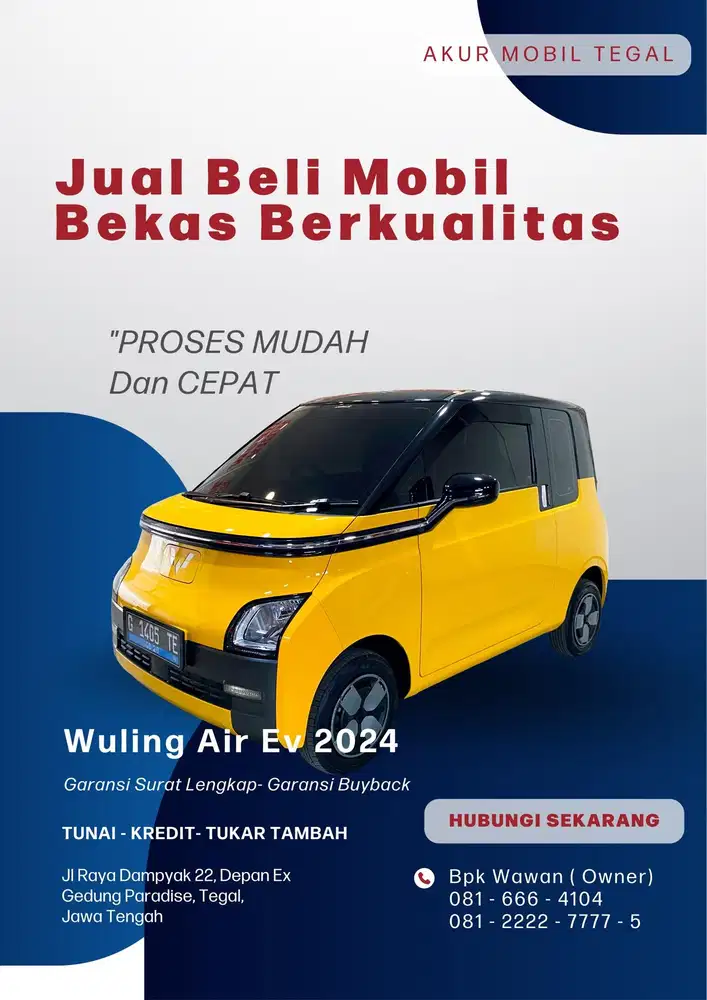 WULING AIR EV 2024 KUNING NOPOL G STNK PANJANG SIAP PAKAI