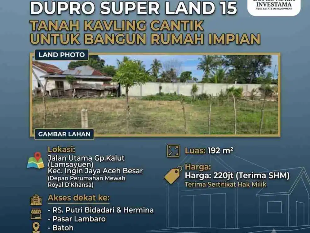 Tanah dijual Lokasi Strategis Cocok untuk bangun Rumah Minimalis dekat RS Hermina RS Putri Bidadari