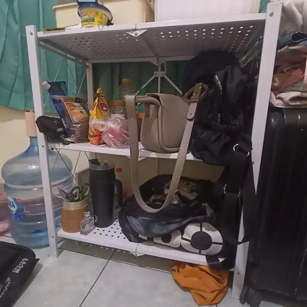 Rak Pira Susun 3 besi bisa lipat meja kompor