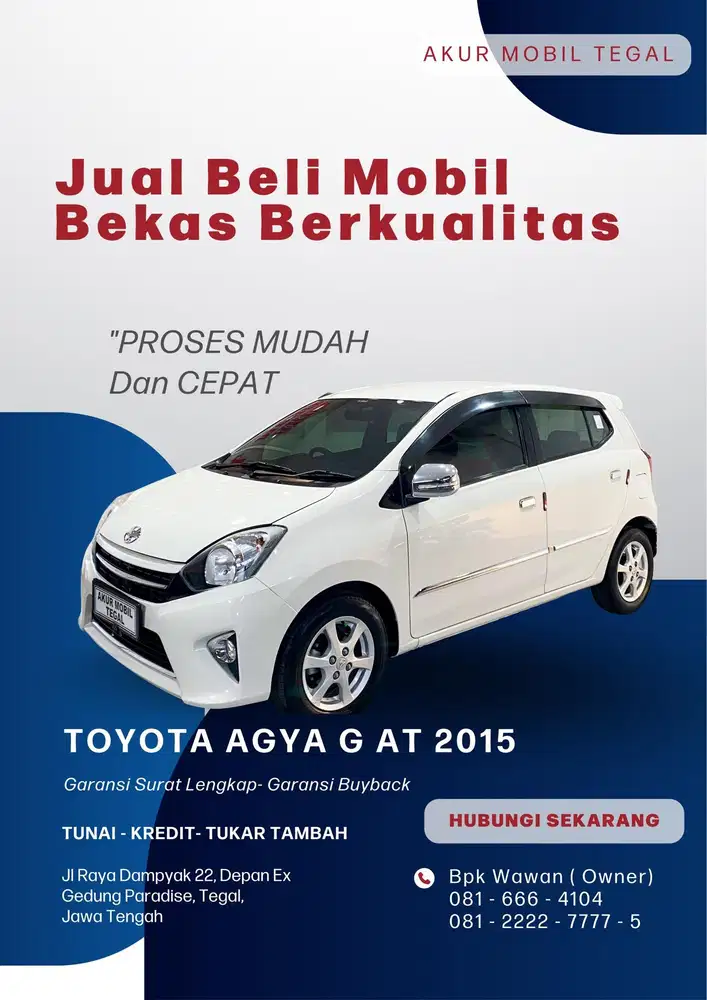 DP 20JT ! TOYOTA AGYA 1.0 G MATIC 2015 PUTIH  SIAP PAKAI KREDIT MUDAH