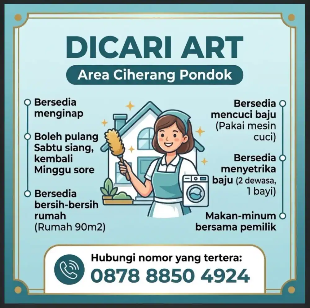Di Cari ART (menginap)